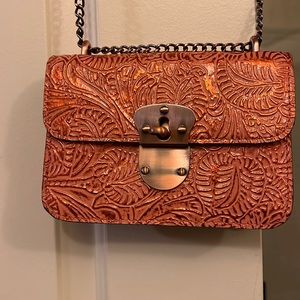 Patricia Nash rose gold tooled crossbody purse